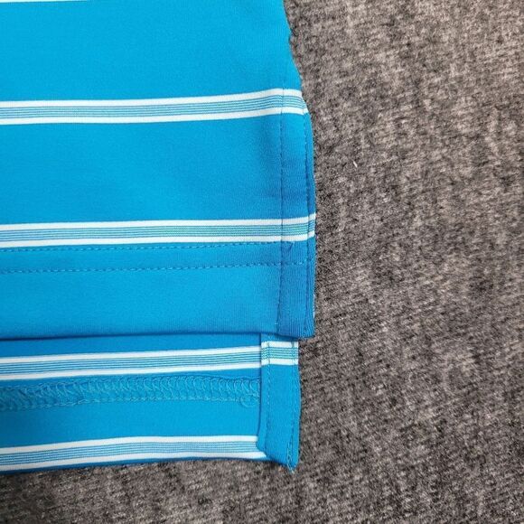 Peter Millar Summer Comfort Mens Size L Golf Polo Shirt Striped Aqua Blue New - Picture 6 of 11
